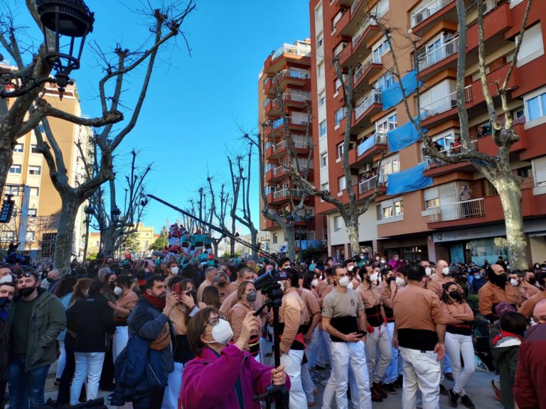 Castells de 7 i pilars en la Trobada de colles dels Països Catalans