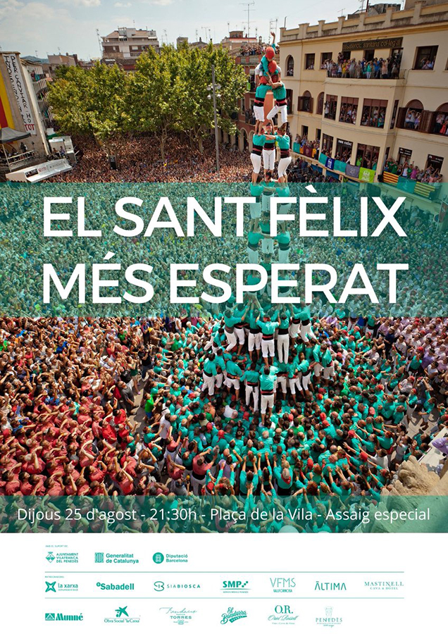 Dijous 25, 17h. Els Castellers de Vilafranca fan avui un assaig especial.