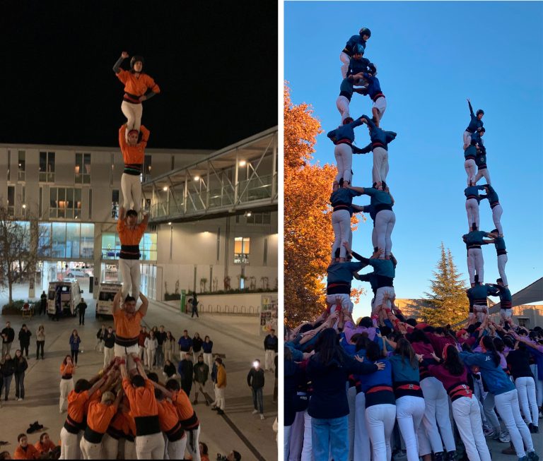 Pilar de 6 amb folre de Pataquers i castells de 7 simultanis de Ganàpies i Arreplegats