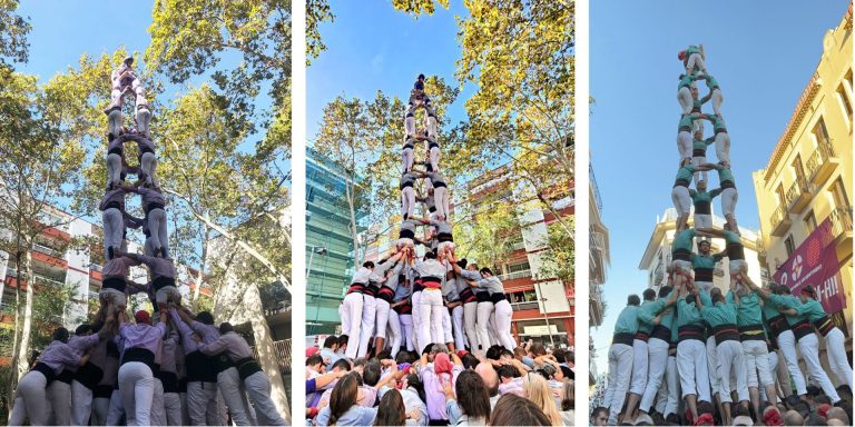 Castells de 9 a Sants i a Sitges i èxits de Marrecs, Sant Cugat, Sabadell, Sagrada Família i Esperxats