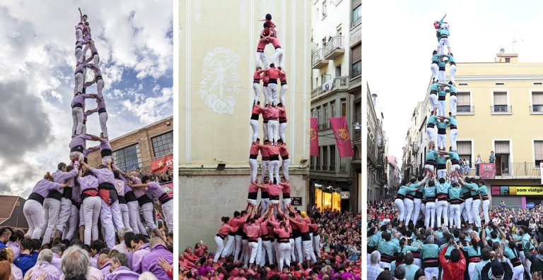 Primers castells de 9, de la mà dels Verds, els Minyons i la Vella