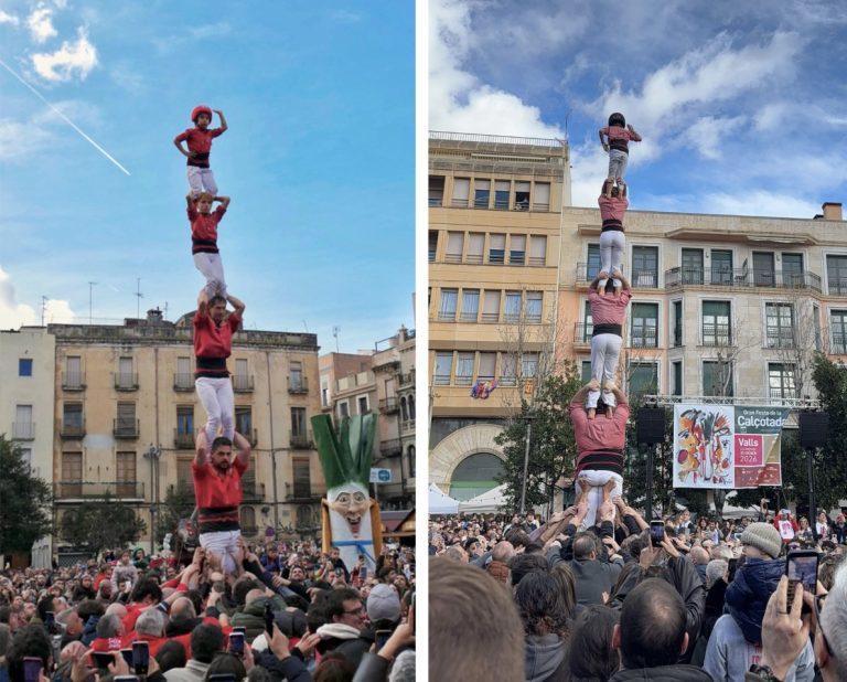 Pilars de les colles vallenques i castells de 6 de cinc colles